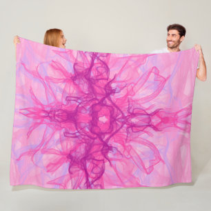 Couverture Polaire FUMÉE ROSE - Art fractal moderne et abstrait -