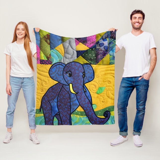 Couverture Polaire Fun Baby Elephant - Quilt Like Design (En situation)