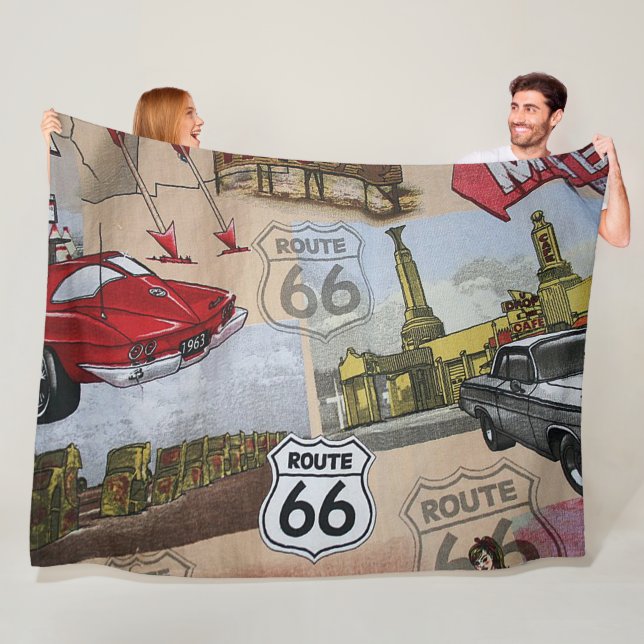 Couverture Polaire Fun Colorful Route 66 Collage Motif (En situation)