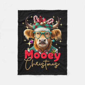 Couverture Polaire Fun Highland Cow Moey Noël Scottish Family G