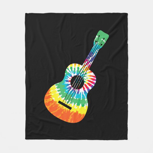 Couverture Polaire Fun Hippie Rainbow Tie Dye Acoustic Guitar Premium (Devant)