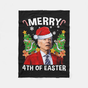 Couverture Polaire Fun Joe Biden Noël Santa Hat Joyeux 4ème Eas