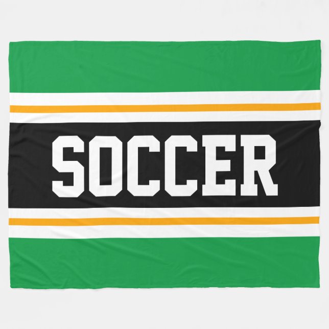 Couverture Polaire Fun Large Bright Green Black SOCCER Racing Stripes (Devant (Horizontal))