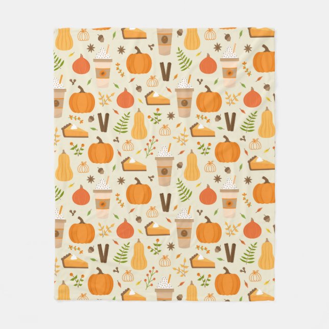 Couverture Polaire Fun Orange Fall Motif (Devant)