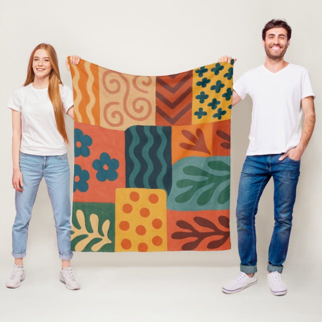 Couverture Polaire Fun Retro Garden Collage Motif Motif (En situation)