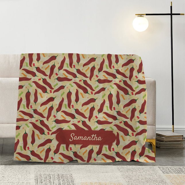 Couverture Polaire Fun Rouge Chili Motif (Créateur téléchargé)