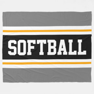 Couverture Polaire Fun SOFTBALL Gris Black Athletic Racing Stripes
