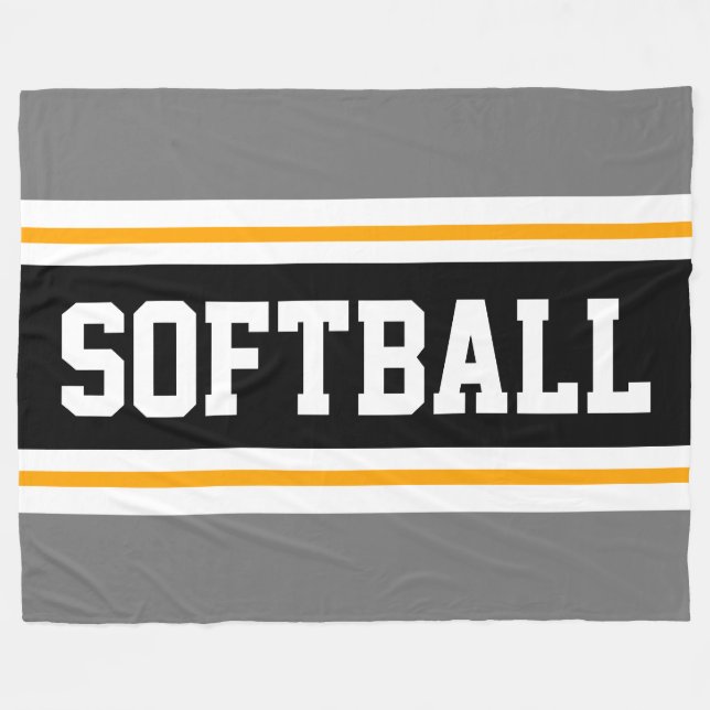 Couverture Polaire Fun SOFTBALL Gris Black Athletic Racing Stripes (Devant (Horizontal))