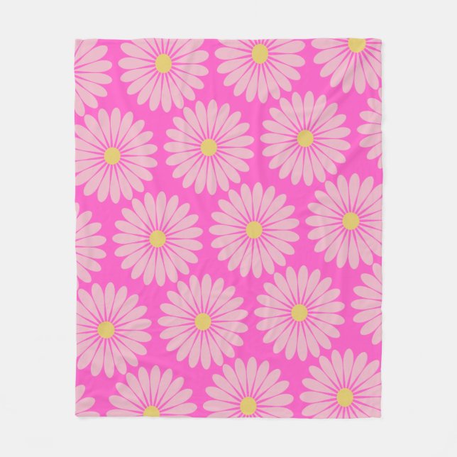 Couverture Polaire Fun Vibrant Retro Clair Rose Daisy Motif Floral (Devant)