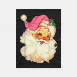 Couverture Polaire Fun Vintage Pink Santa Claus Design de Noël rose