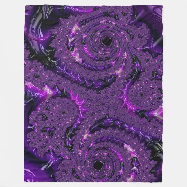 Couverture Polaire Funky Bold Boho Purple Digital Abstrait Fractal (Devant)