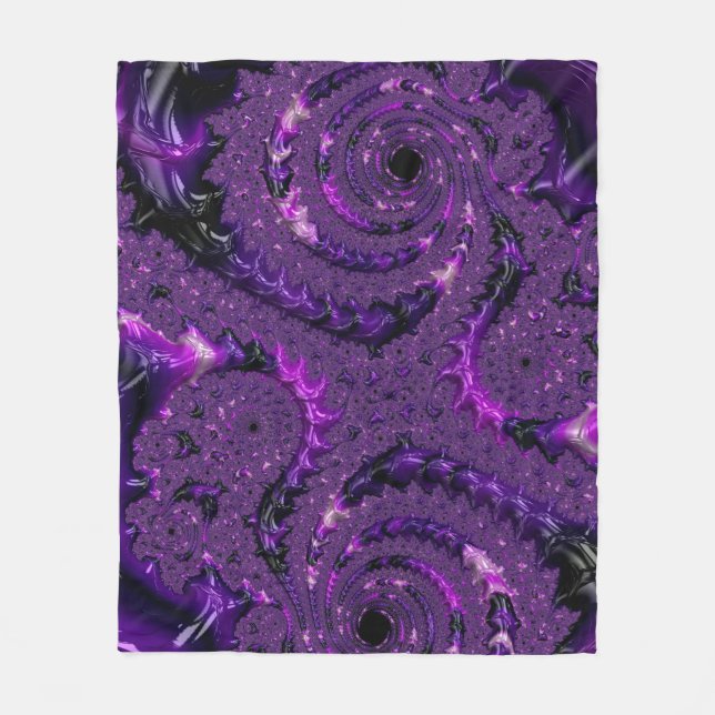Couverture Polaire Funky Bold Boho Purple Digital Abstrait Fractal (Devant)