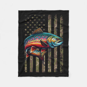 Couverture Polaire Funky Brook Trout American Flag Fishing M