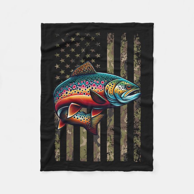 Couverture Polaire Funky Brook Trout American Flag Fishing M (Devant)