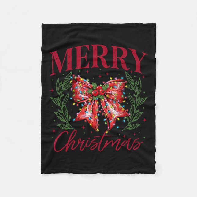 Couverture Polaire Funky Noël Noël Fête Coquette Bow Joyeux Noël (Devant)