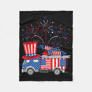 Couverture Polaire Funky Oncle Sam Firetruck Et Fireworks Usa Drapeau
