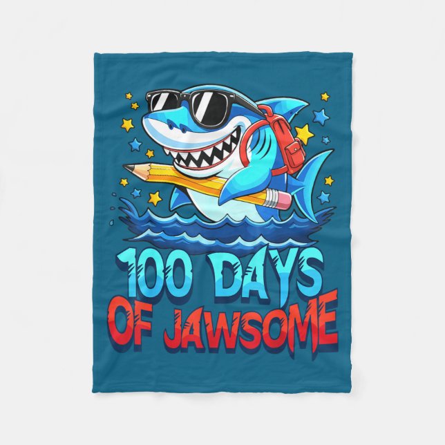 Couverture Polaire Funny 100 Days Of Jawsome Shark Kids Boy 100th Day (Devant)