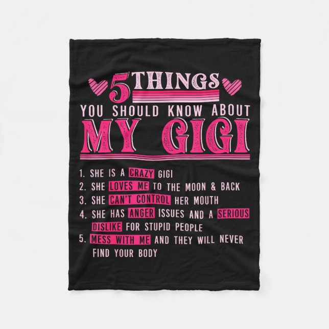 Couverture Polaire Funny 5 things should know about gigi mother's day (Devant)