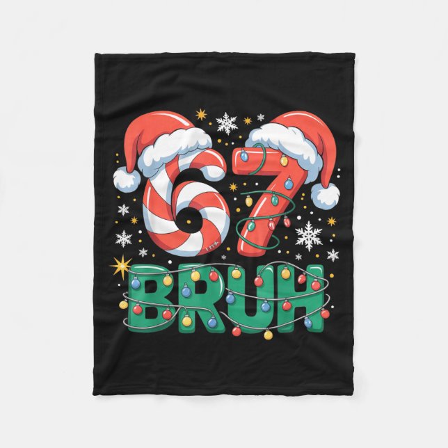 Couverture Polaire Funny 67 Bruh Christmas Design Meme Lights Candy C (Devant)