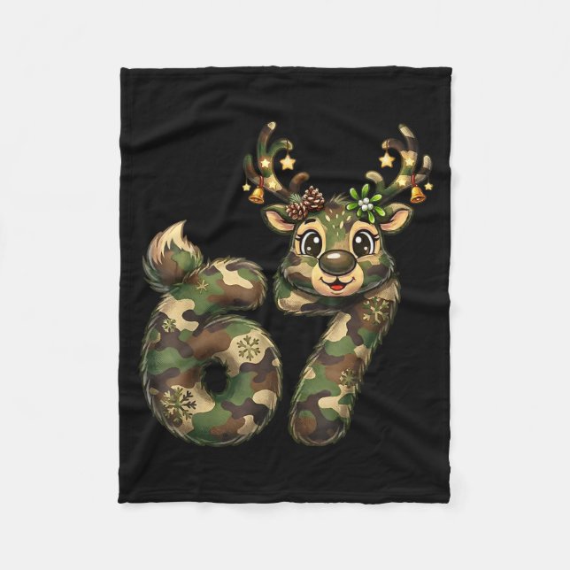Couverture Polaire Funny 67 Christmas Holiday Camo Hunting Reindeer D (Devant)