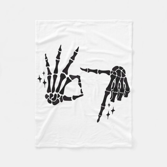 Couverture Polaire Funny 67 Meme Skeleton Hand 6 7 Halloween Six Seve (Devant)
