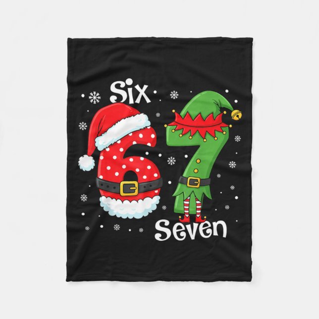Couverture Polaire Funny 67 Six Seven Meme 6 7 Elf Santa Christmas Pa (Devant)