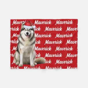 Couverture Polaire Funny Alaskan Malamute Nom du chien Motif Noël