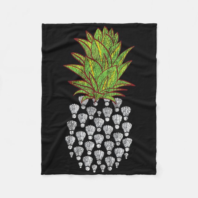 Couverture Polaire Funny Ananas Distressed Design Badminton Sport (Devant)