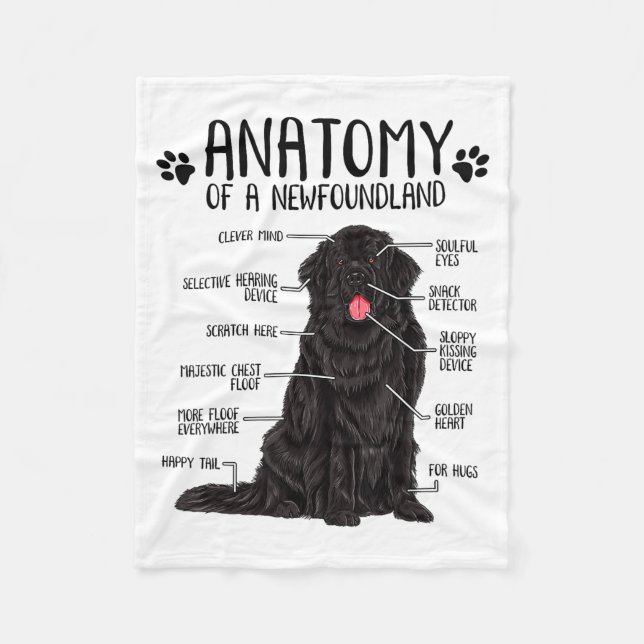Couverture Polaire Funny Anatomy Newfoundland Dog Cute Newfie Lover  (Devant)
