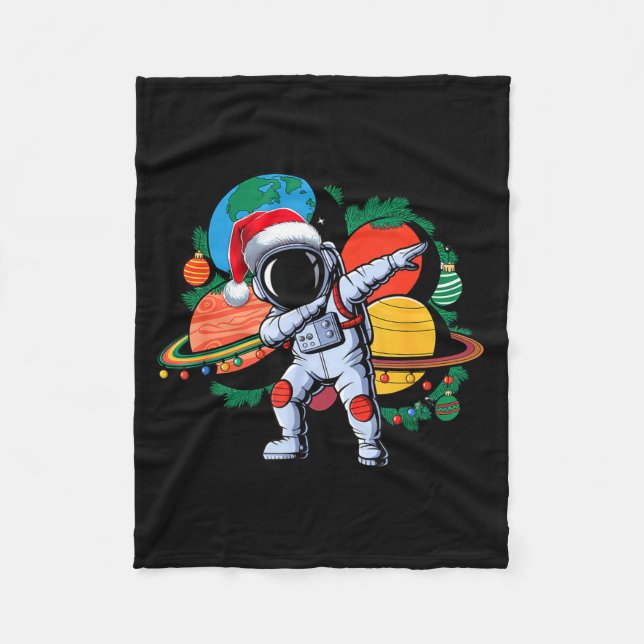 Couverture Polaire Funny Astronaut Christmas Space Planets Santa Hat  (Devant)