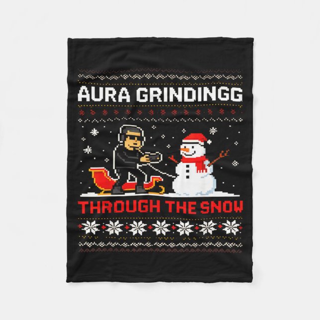 Couverture Polaire Funny Aura Grinding Christmas Meme Winter Gamer  (Devant)