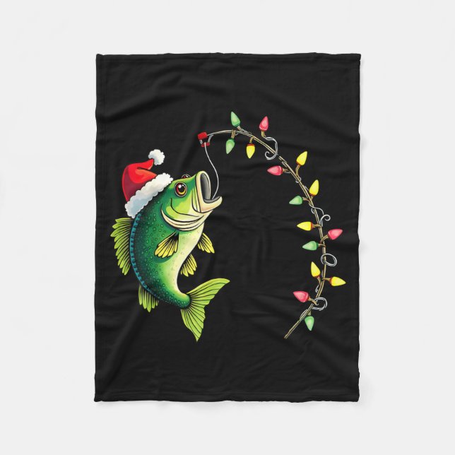 Couverture Polaire Funny B Fishing Santa Hat Christmas Pajama Fisherm (Devant)