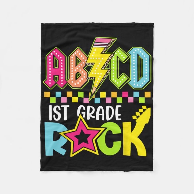 Couverture Polaire Funny Back To School Lightning Bolt 1st Grade Rock (Devant)