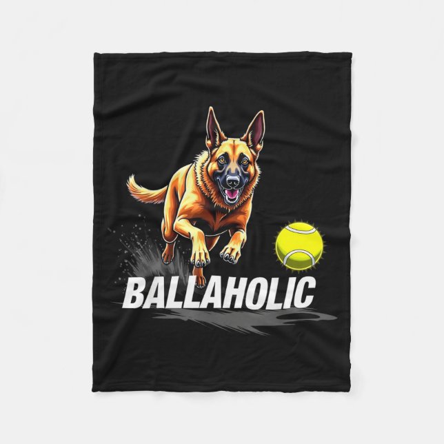 Couverture Polaire Funny Ballaholic Belgian Shepherd Dog Chasing Mali (Devant)
