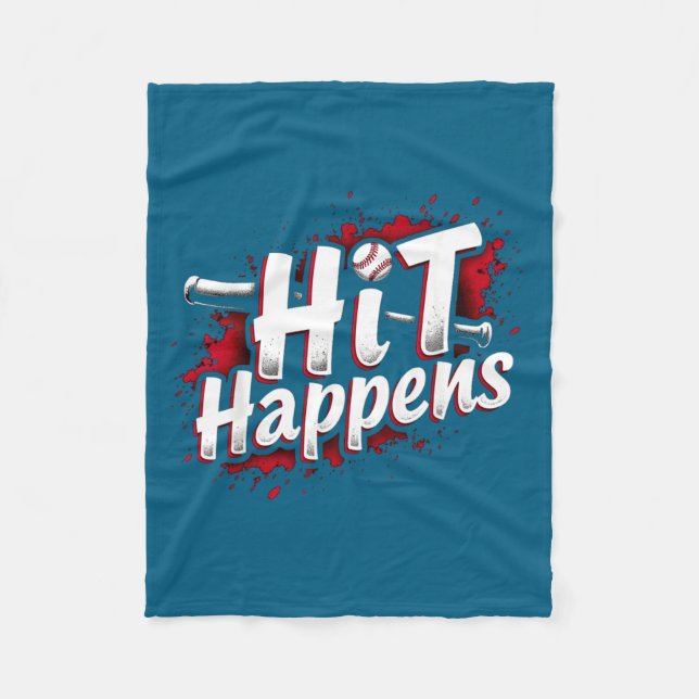 Couverture Polaire Funny Baseball Quote Gift Hit Happens  (Devant)