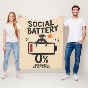 Couverture Polaire Funny Batterie Sociale 0 Pour Cent Recharge Sherpa