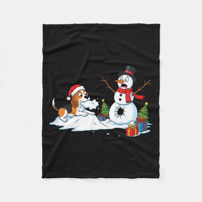 Couverture Polaire Funny Beagle Snowman Christmas Tree Xmas Womens Me (Devant)