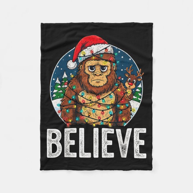 Couverture Polaire Funny Bigfoot Believe Christmas Sasquatch Santa Fo (Devant)