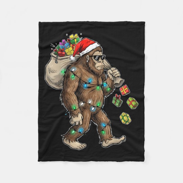 Couverture Polaire Funny Bigfoot Christmas Tree Lights Xmas Boys Mens (Devant)