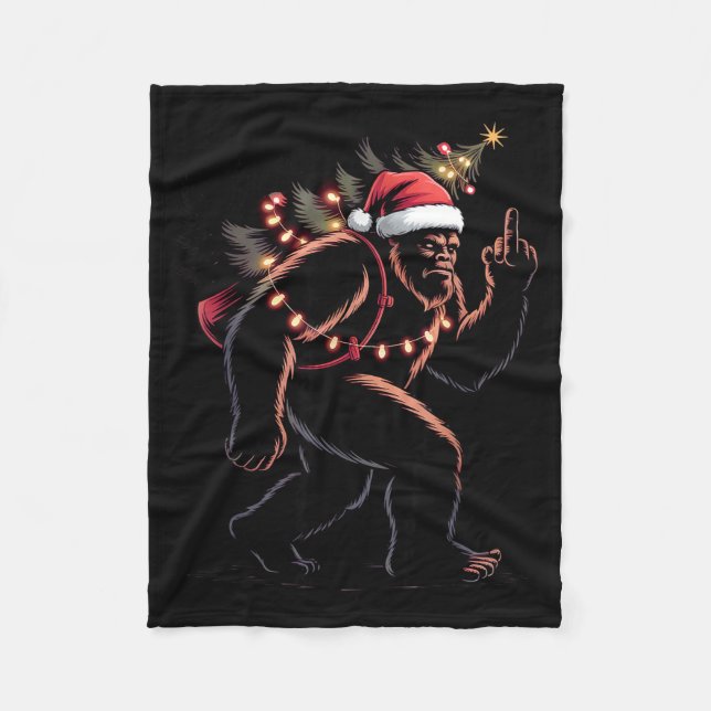 Couverture Polaire Funny Bigfoot Middle Finger Christmas Sasquatch An (Devant)