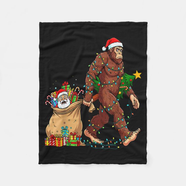 Couverture Polaire Funny Bigfoot Steals Santa &amp; Xmas Tree - Chris (Devant)