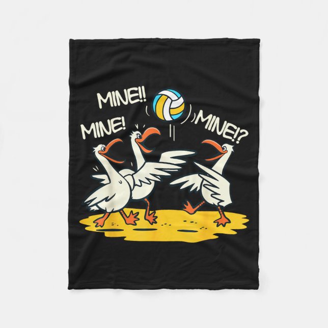 Couverture Polaire Funny Bird Playing Volleyball Mine Game Day Beach  (Devant)