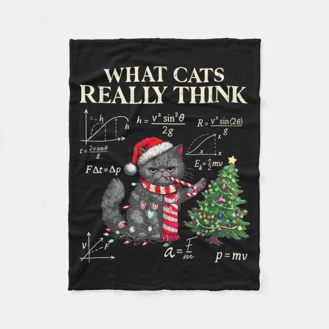 Couverture Polaire Funny Black Cat Pushing Xmas Tree Over Cats Physic (Devant)