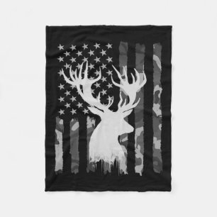 Couverture Polaire Funny Camouflage Usa Drapeau blanc Buck Deer Hunt