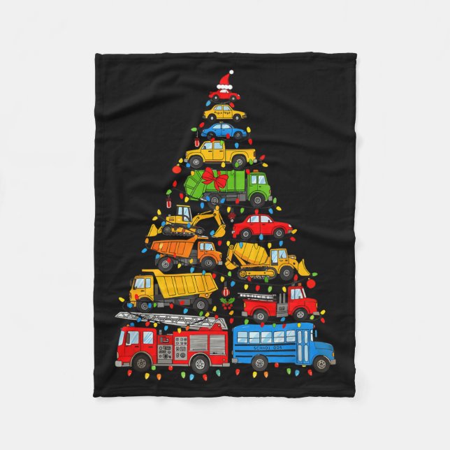Couverture Polaire Funny Car Christmas Tree Xmas Light Boys Kids Todd (Devant)