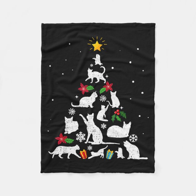 Couverture Polaire Funny Cat Christmas Tree For Men Women Kids  (Devant)