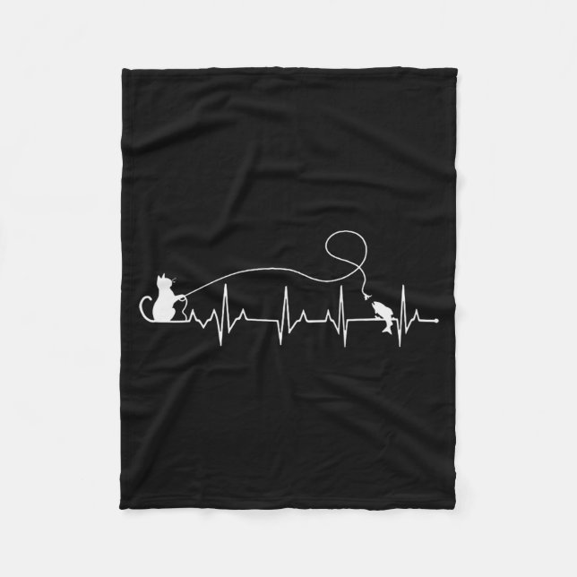 Couverture Polaire Funny Cat Fly Fishing Fisherman Heartbeat Line Hea (Devant)