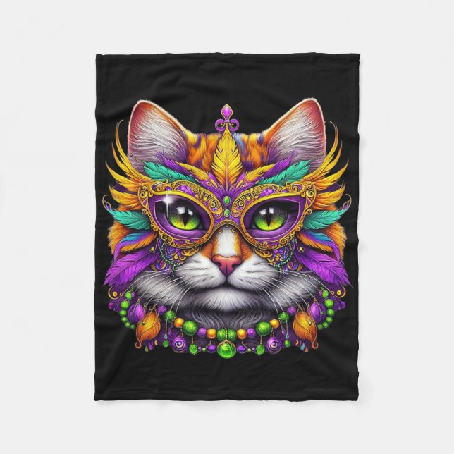 Couverture Polaire Funny Cat Mardi Gras Funny Mardi Gras Carnival  (Devant)