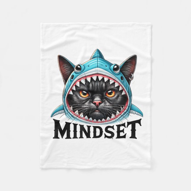 Couverture Polaire Funny Cat, Mindset Motivational Saying, Shark  (Devant)