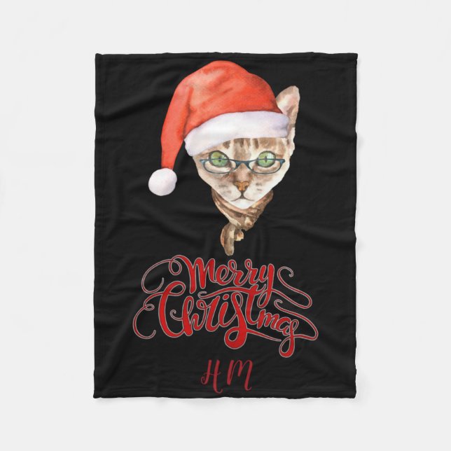 Couverture Polaire Funny Cat Santa Winter Merry Christmas T Shirt  (Devant)